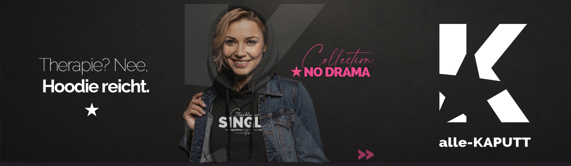 Hoodie No Drama – Therapie? Nee. Hoodie reicht. | alle-KAPUTT.de