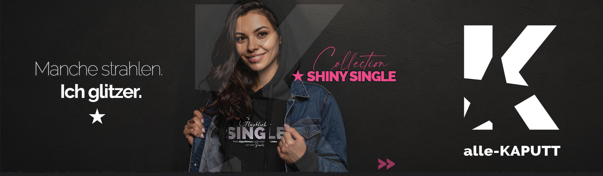 Shiny Single Hoodie – Manche strahlen. Ich glitzer. | alle-KAPUTT.de 