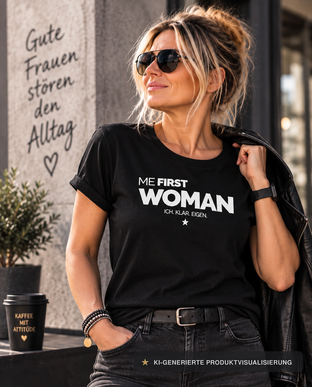★★★ ME FIRST WOMAN SHIRT ★ ICH. KLAR. EIGEN.